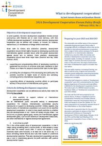 «What Is Development Cooperation?»