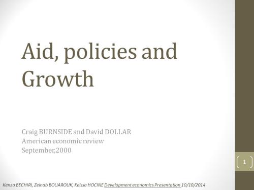 «Aid, policies, and growth»