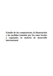 «Estudio de las competencias, la financiación y las medidas tomadas por los entes locales y regionales en materia de desarrollo internacional»