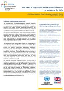 «New forms of cooperation and increased coherence to implement the SDGs»