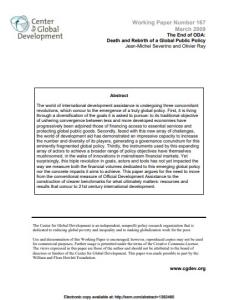 «The end of ODA: death and rebirth of a global public policy»