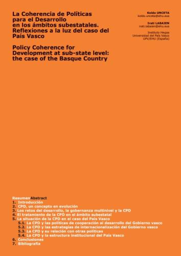 «La Coherencia de Políticas para el Desarrollo en los ámbitos subestatales.  Reflexiones a la luz del caso del País Vasco» 