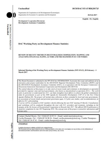 «Review of recent trends in decentralised cooperation: mapping and analysing financial flows, actors and mechanisms in EU countries»